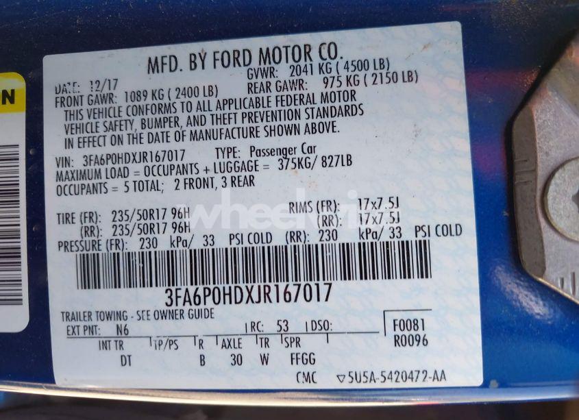 Photo 9 of 2018 Ford Fusion SE (VIN 3FA6P0HDXJR167017)