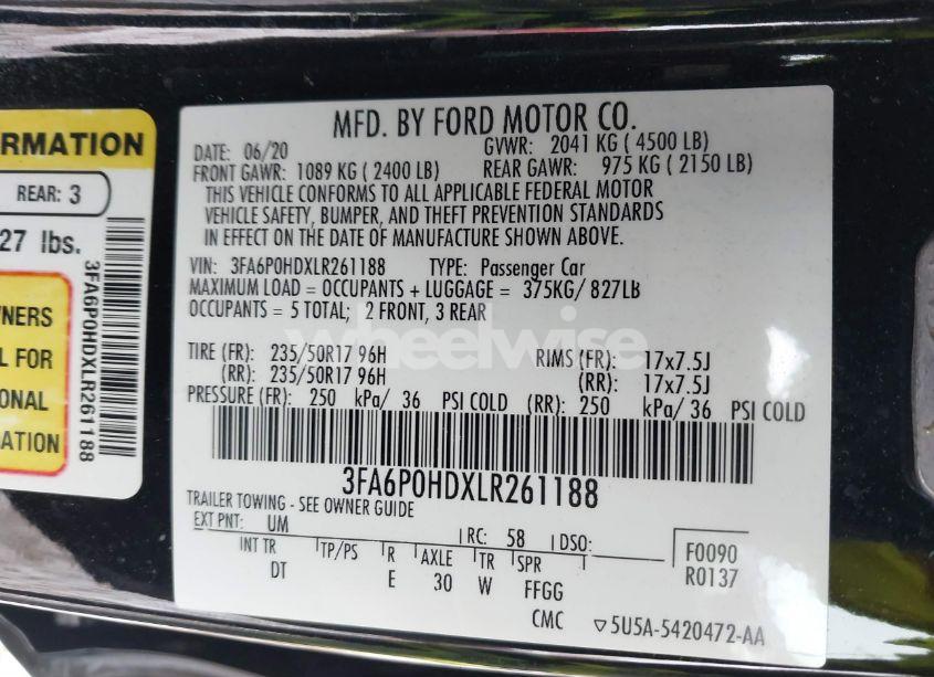Photo 9 of 2020 Ford Fusion SE (VIN 3FA6P0HDXLR261188)