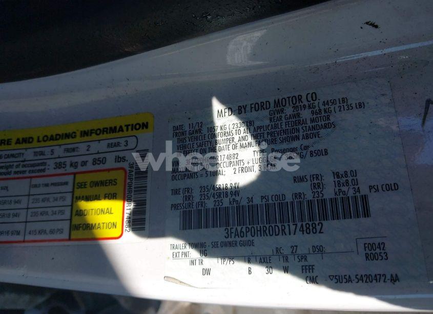 Photo 9 of 2013 Ford Fusion SE (VIN 3FA6P0HR0DR174882)
