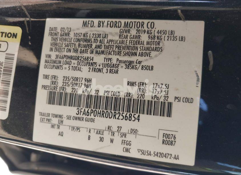 Photo 9 of 2013 Ford Fusion SE (VIN 3FA6P0HR0DR256854)