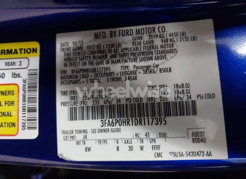 Photo 9 of 2013 Ford Fusion SE (VIN 3FA6P0HR1DR117395)