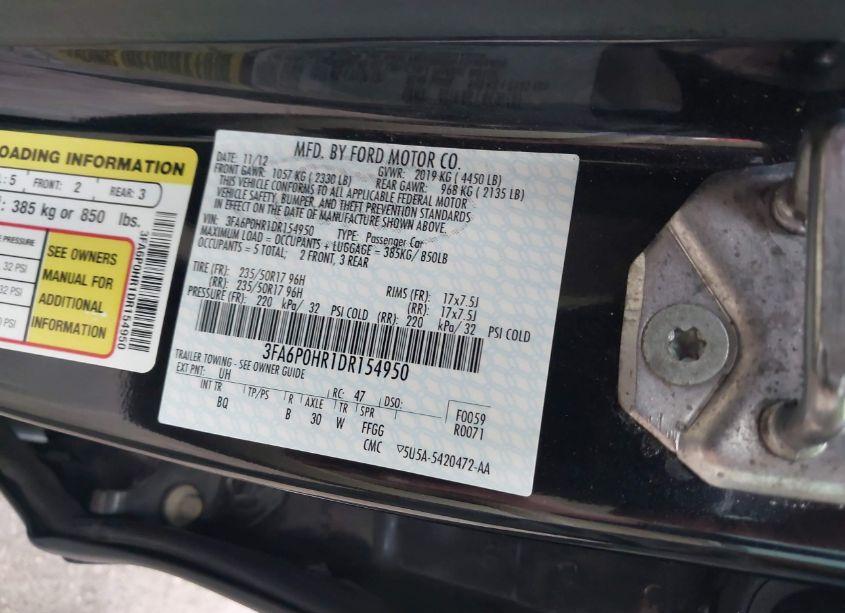 Photo 9 of 2013 Ford Fusion SE (VIN 3FA6P0HR1DR154950)