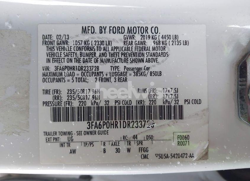 Photo 9 of 2013 Ford Fusion SE (VIN 3FA6P0HR1DR233728)