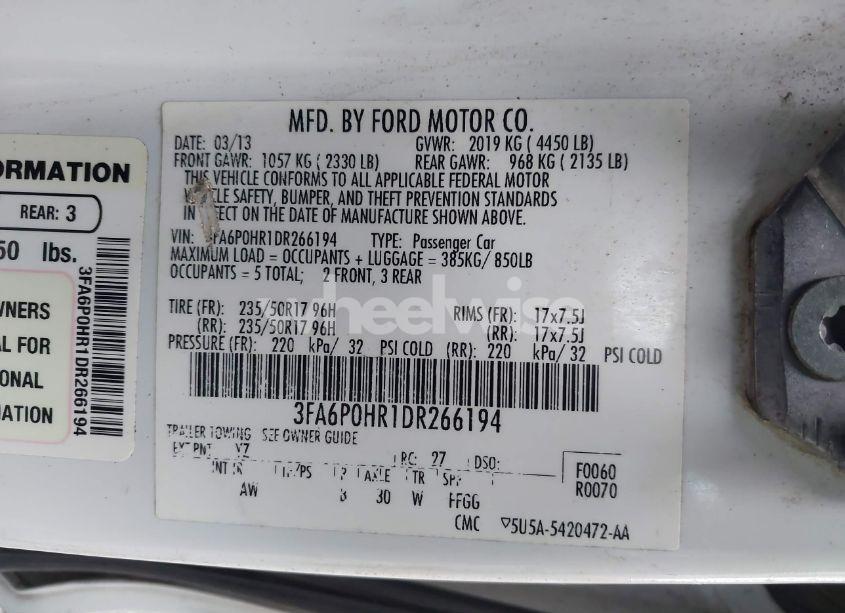 Photo 9 of 2013 Ford Fusion SE (VIN 3FA6P0HR1DR266194)