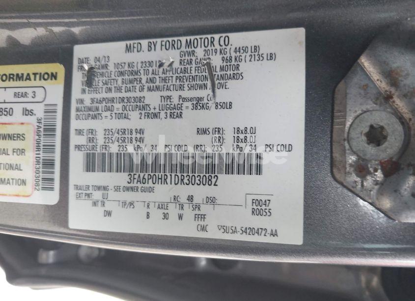 Photo 9 of 2013 Ford Fusion SE (VIN 3FA6P0HR1DR303082)