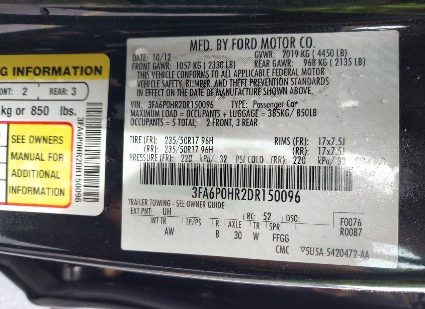 Photo 9 of 2013 Ford Fusion SE (VIN 3FA6P0HR2DR150096)