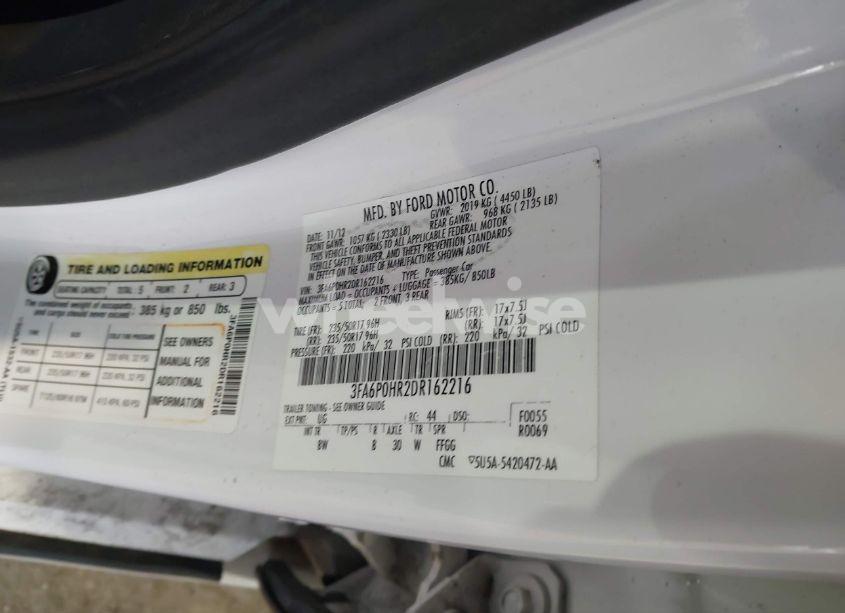 Photo 9 of 2013 Ford Fusion SE (VIN 3FA6P0HR2DR162216)