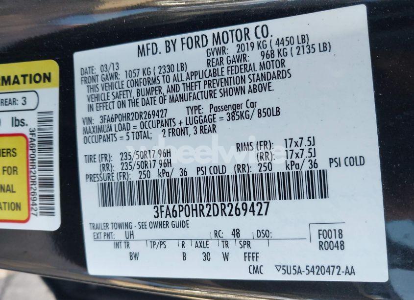 Photo 9 of 2013 Ford Fusion SE (VIN 3FA6P0HR2DR269427)