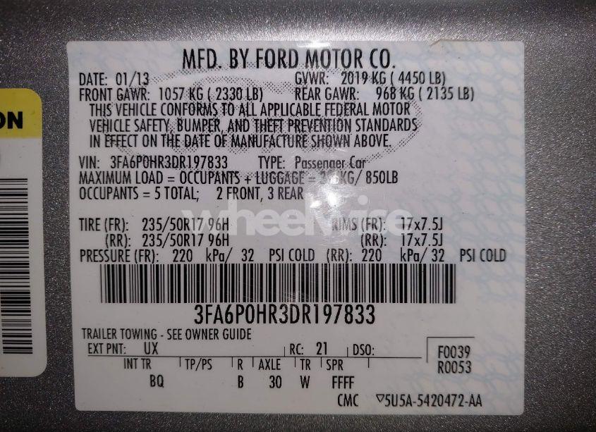 Photo 9 of 2013 Ford Fusion SE (VIN 3FA6P0HR3DR197833)