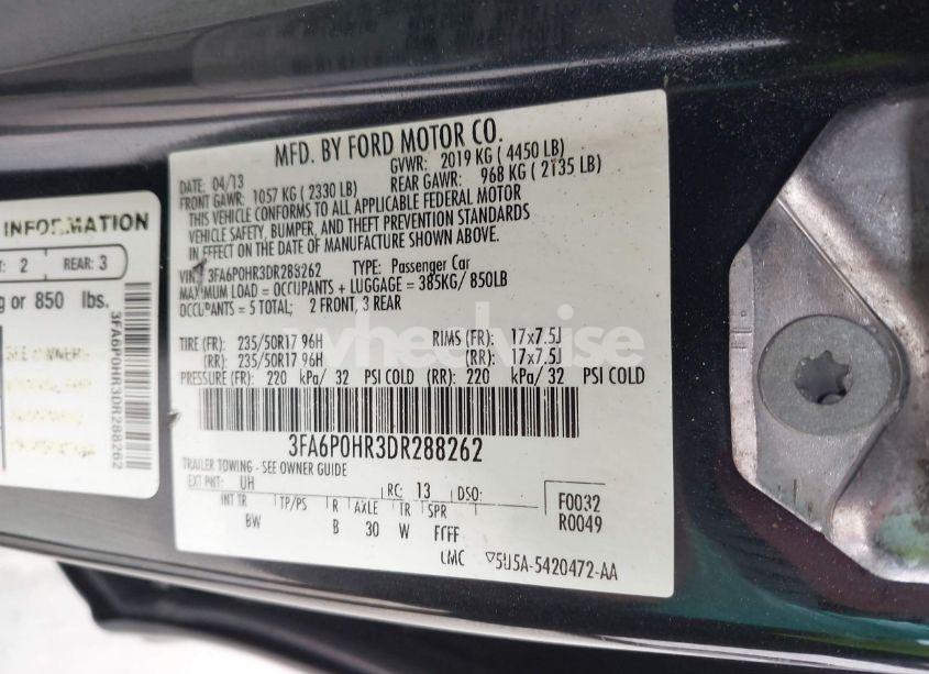 Photo 9 of 2013 Ford Fusion SE (VIN 3FA6P0HR3DR288262)