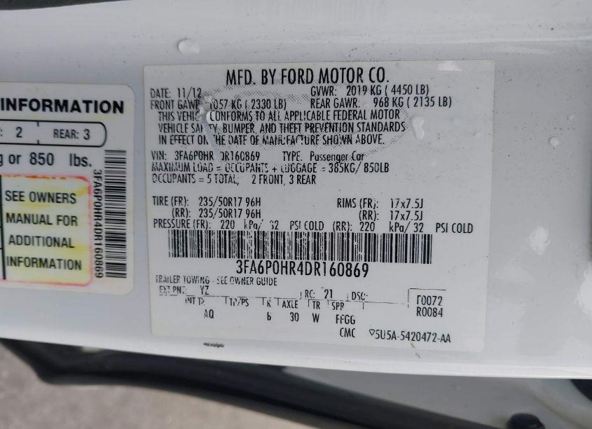 Photo 9 of 2013 Ford Fusion SE (VIN 3FA6P0HR4DR160869)
