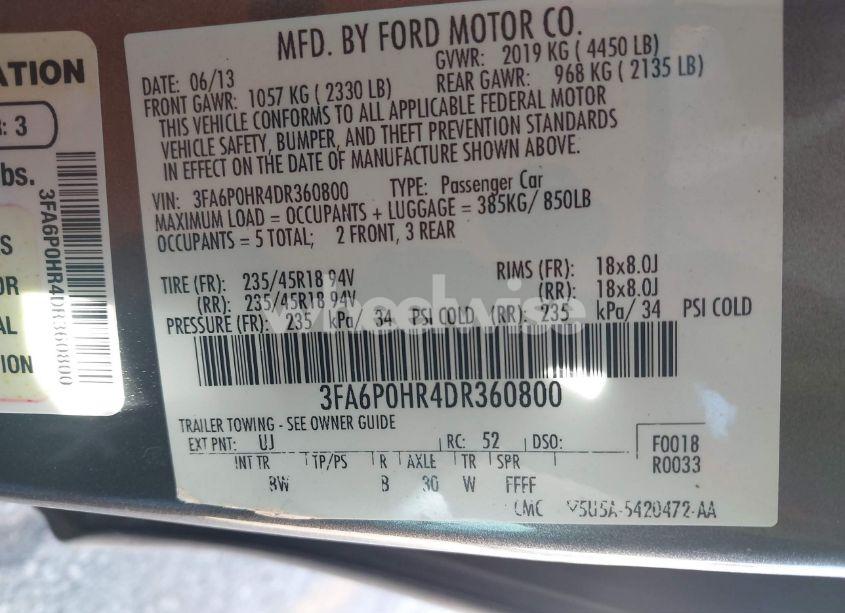 Photo 9 of 2013 Ford Fusion SE (VIN 3FA6P0HR4DR360800)
