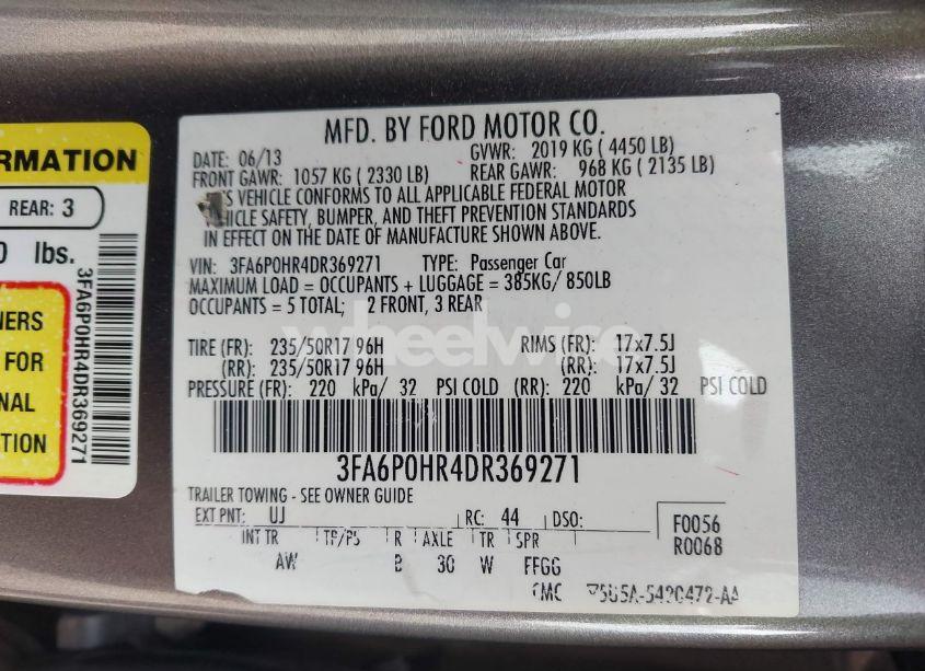 Photo 9 of 2013 Ford Fusion SE (VIN 3FA6P0HR4DR369271)