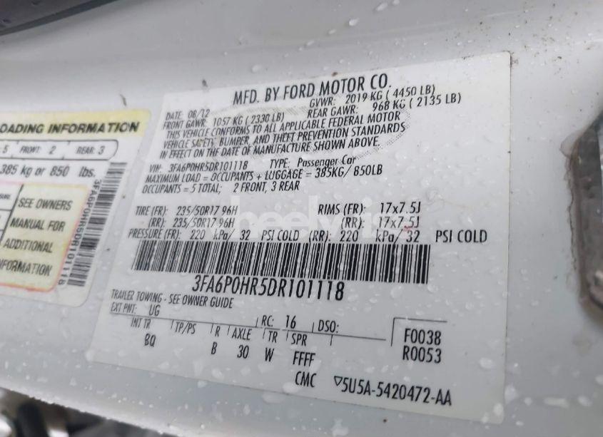 Photo 9 of 2013 Ford Fusion SE (VIN 3FA6P0HR5DR101118)