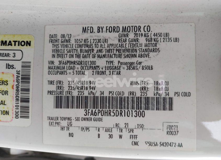 Photo 9 of 2013 Ford Fusion SE (VIN 3FA6P0HR5DR101300)