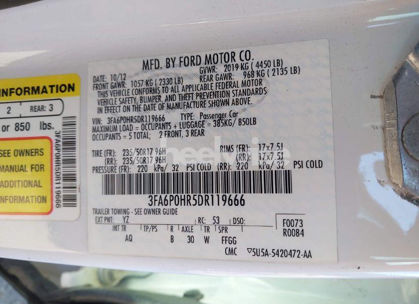 Photo 9 of 2013 Ford Fusion SE (VIN 3FA6P0HR5DR119666)