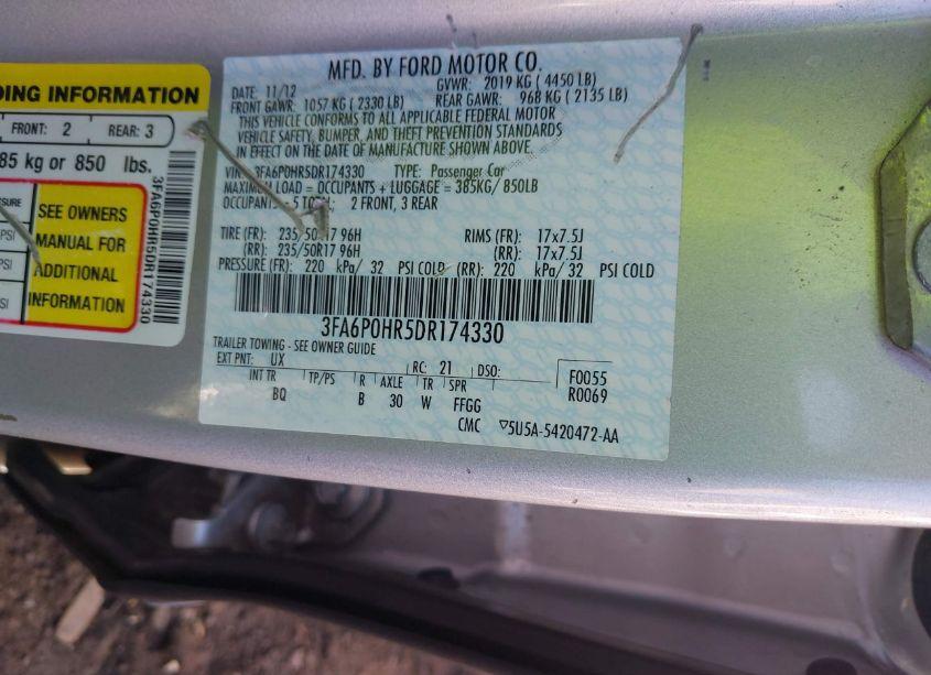 Photo 9 of 2013 Ford Fusion SE (VIN 3FA6P0HR5DR174330)