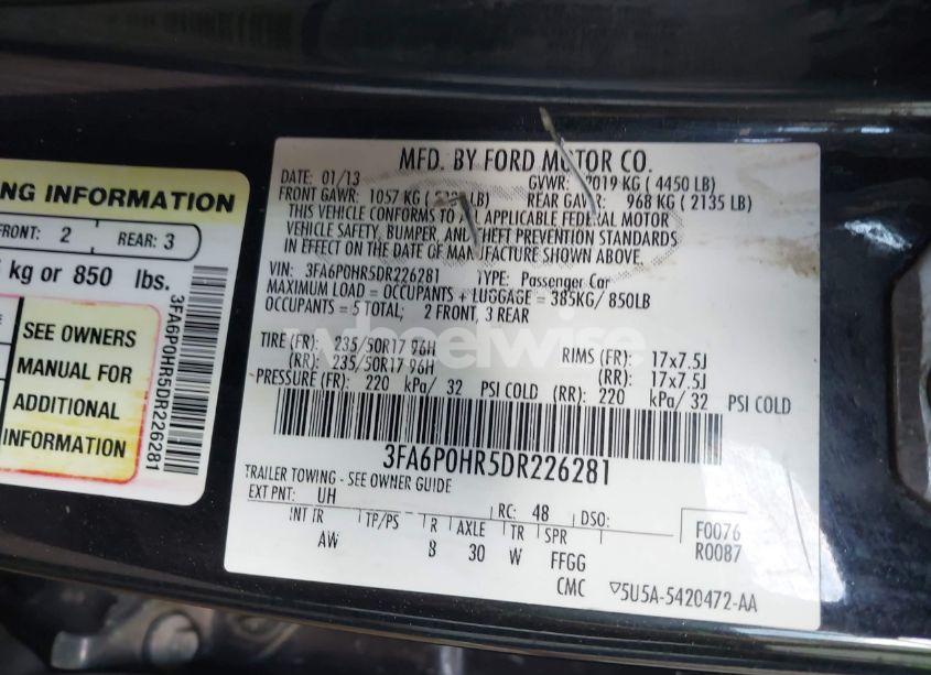 Photo 9 of 2013 Ford Fusion SE (VIN 3FA6P0HR5DR226281)