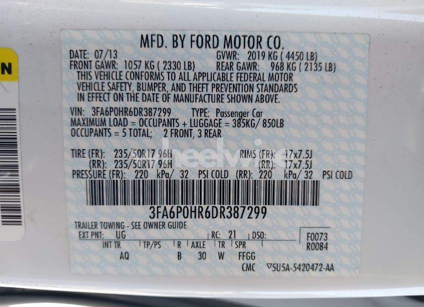 Photo 9 of 2013 Ford Fusion SE (VIN 3FA6P0HR6DR387299)