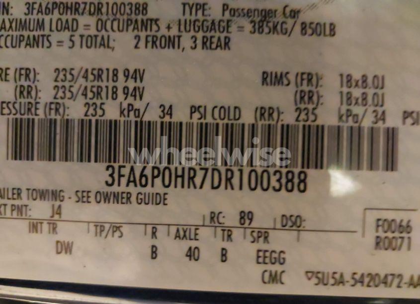 Photo 9 of 2013 Ford Fusion SE (VIN 3FA6P0HR7DR100388)