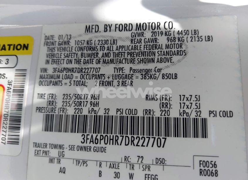 Photo 9 of 2013 Ford Fusion SE (VIN 3FA6P0HR7DR227707)