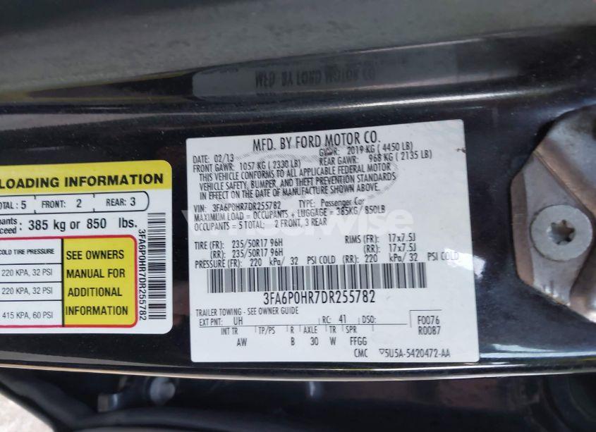Photo 9 of 2013 Ford Fusion SE (VIN 3FA6P0HR7DR255782)