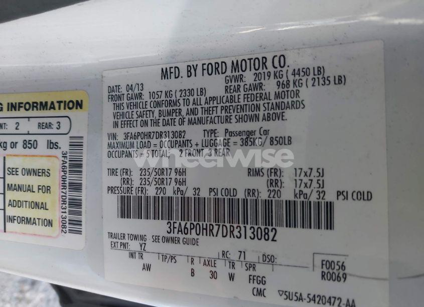 Photo 9 of 2013 Ford Fusion SE (VIN 3FA6P0HR7DR313082)