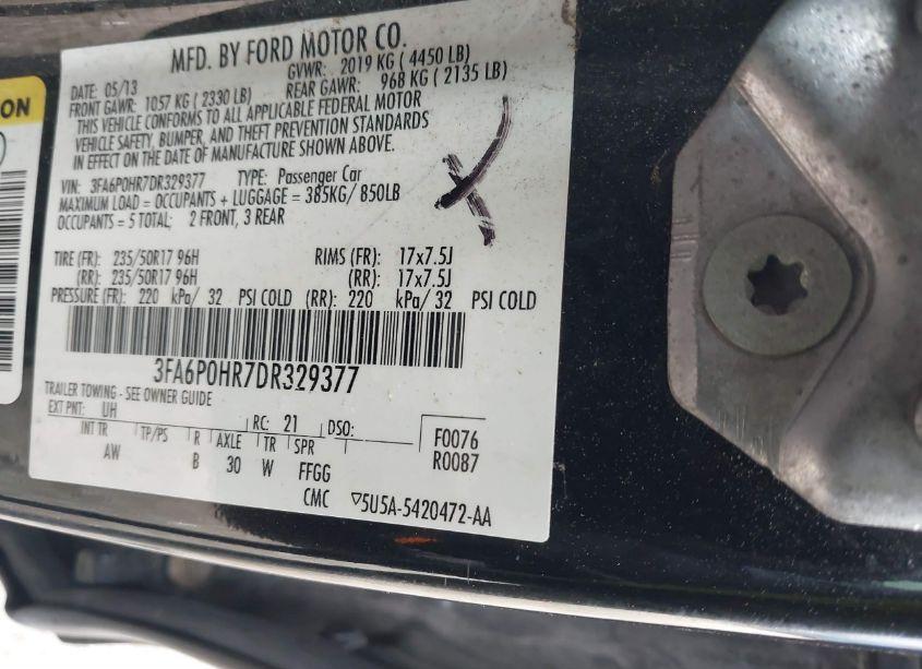 Photo 9 of 2013 Ford Fusion SE (VIN 3FA6P0HR7DR329377)