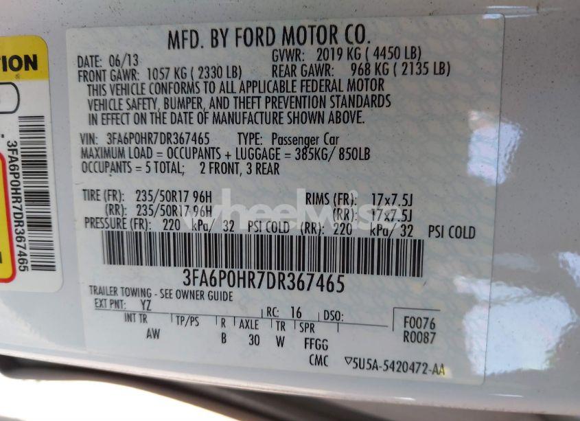 Photo 9 of 2013 Ford Fusion SE (VIN 3FA6P0HR7DR367465)