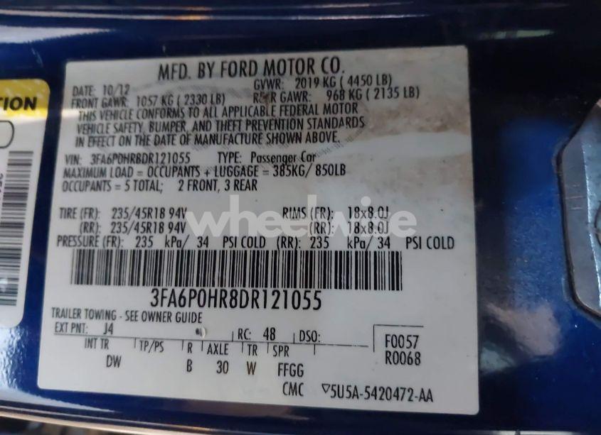 Photo 9 of 2013 Ford Fusion SE (VIN 3FA6P0HR8DR121055)