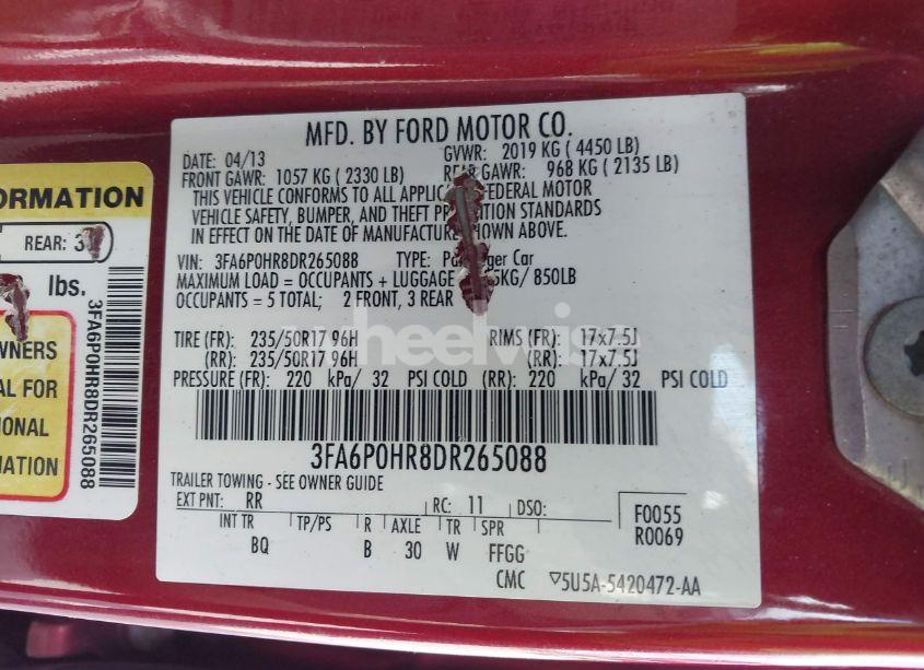 Photo 9 of 2013 Ford Fusion SE (VIN 3FA6P0HR8DR265088)