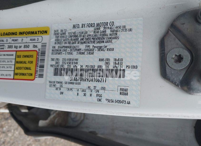 Photo 9 of 2013 Ford Fusion SE (VIN 3FA6P0HR9DR106211)