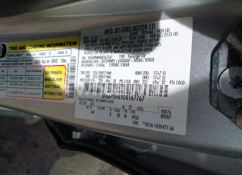 Photo 9 of 2013 Ford Fusion SE (VIN 3FA6P0HR9DR167767)