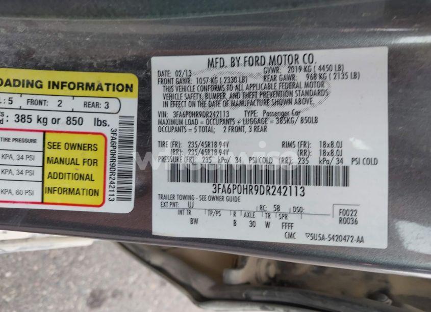 Photo 9 of 2013 Ford Fusion SE (VIN 3FA6P0HR9DR242113)