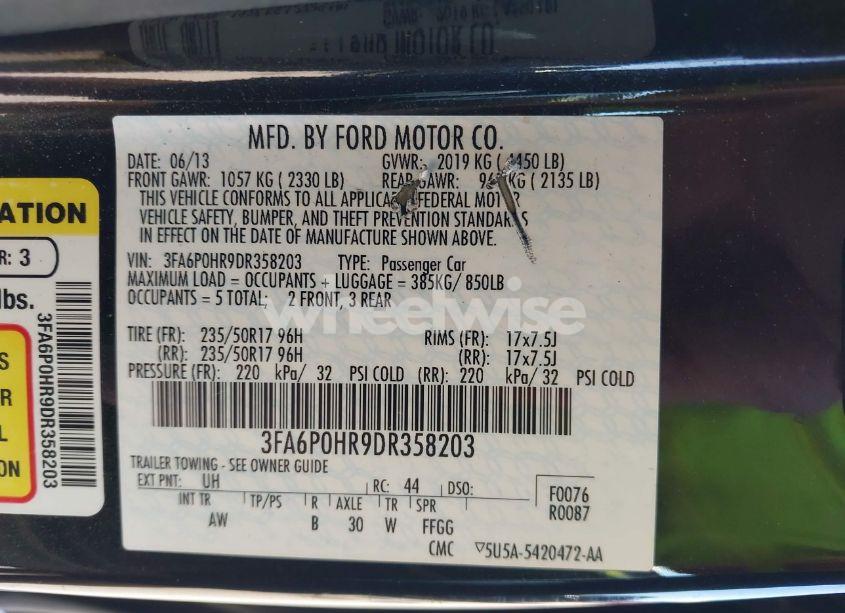 Photo 9 of 2013 Ford Fusion SE (VIN 3FA6P0HR9DR358203)