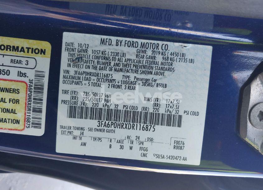 Photo 9 of 2013 Ford Fusion SE (VIN 3FA6P0HRXDR116875)