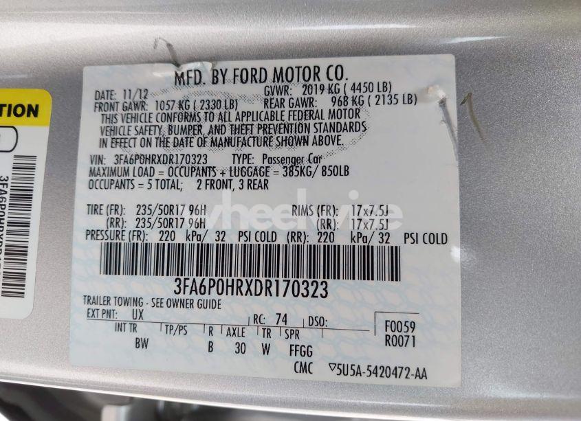 Photo 9 of 2013 Ford Fusion SE (VIN 3FA6P0HRXDR170323)