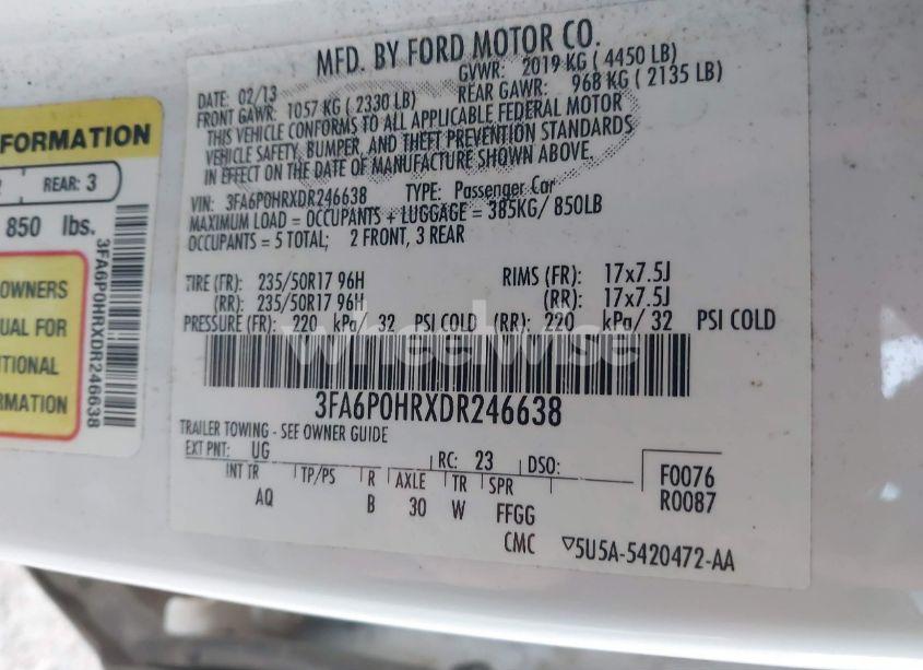 Photo 9 of 2013 Ford Fusion SE (VIN 3FA6P0HRXDR246638)