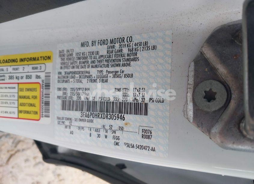 Photo 9 of 2013 Ford Fusion SE (VIN 3FA6P0HRXDR305946)