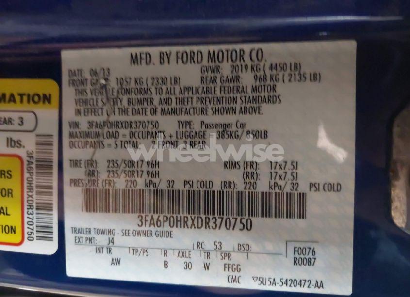 Photo 9 of 2013 Ford Fusion SE (VIN 3FA6P0HRXDR370750)