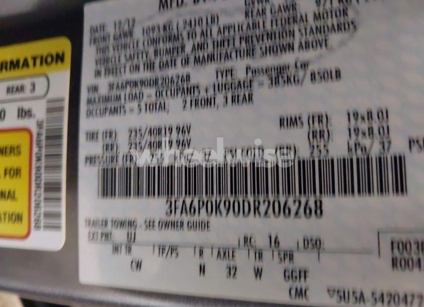 Photo 9 of 2013 Ford Fusion TITANIUM (VIN 3FA6P0K90DR206268)