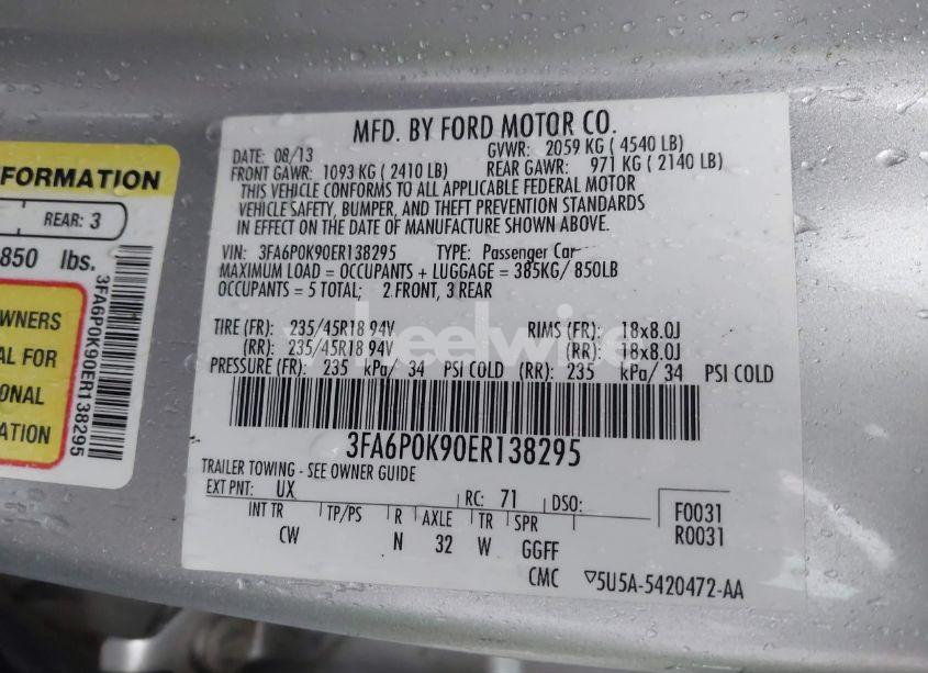 Photo 9 of 2014 Ford Fusion TITANIUM (VIN 3FA6P0K90ER138295)