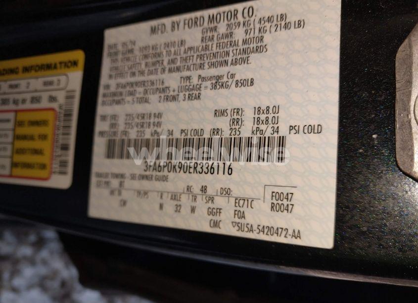 Photo 9 of 2014 Ford Fusion TITANIUM (VIN 3FA6P0K90ER336116)