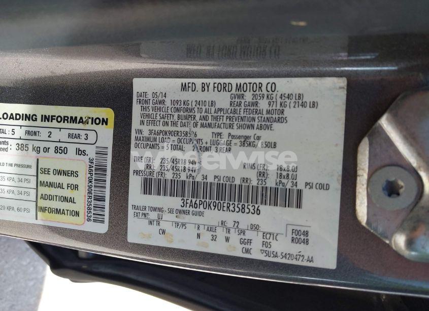 Photo 9 of 2014 Ford Fusion TITANIUM (VIN 3FA6P0K90ER358536)