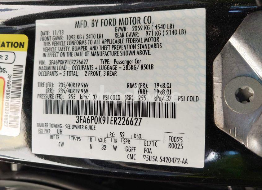 Photo 9 of 2014 Ford Fusion TITANIUM (VIN 3FA6P0K91ER226627)