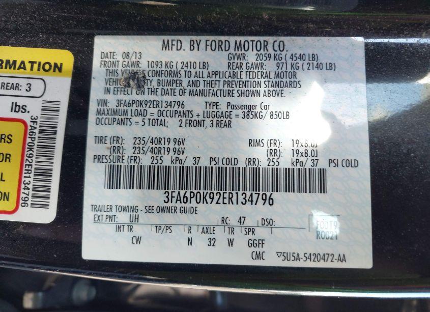 Photo 9 of 2014 Ford Fusion TITANIUM (VIN 3FA6P0K92ER134796)