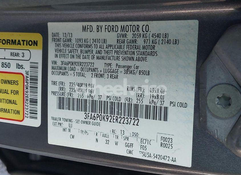 Photo 9 of 2014 Ford Fusion TITANIUM (VIN 3FA6P0K92ER223722)