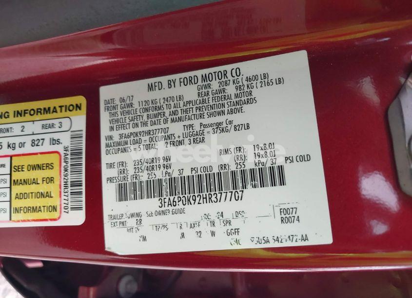 Photo 9 of 2017 Ford Fusion TITANIUM (VIN 3FA6P0K92HR377707)