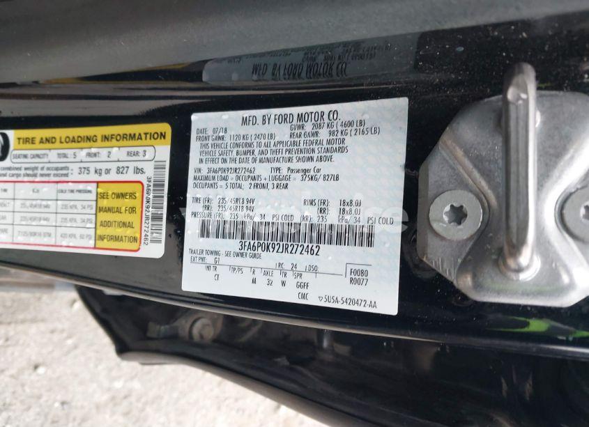 Photo 9 of 2018 Ford Fusion TITANIUM (VIN 3FA6P0K92JR272462)