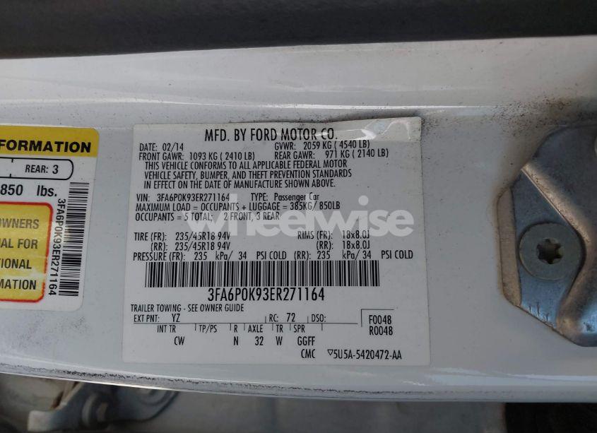 Photo 8 of 2014 Ford Fusion TITANIUM (VIN 3FA6P0K93ER271164)